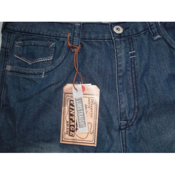 NWT Men's Vintage Brass Slim Straight Blue Jeans Size 36x30 - Picture 2 of 4